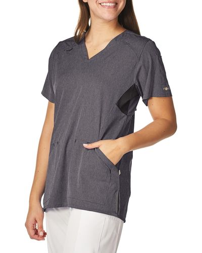 Carhartt Womens Multi-pocket V-neck Medical Scrubs Shirt - Gray