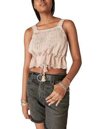 Lucky Brand Embroidered Lace Bubble Tank - Multicolor