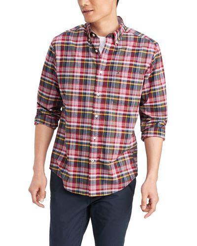 Tommy Hilfiger Long Sleeve Button-down Shirt In Classic Fit - Red
