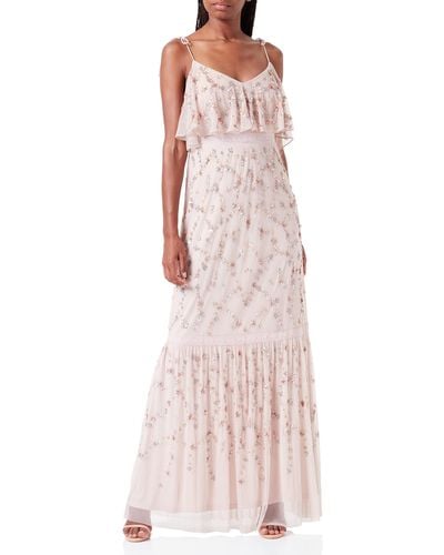 Adrianna Papell Flounce Beaded Mesh Gown - Multicolor