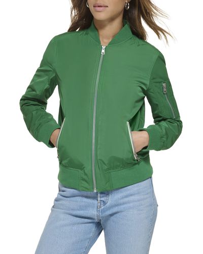 Levi's Poly Bomber Jacket With Contrast Zipper Pockets - Green