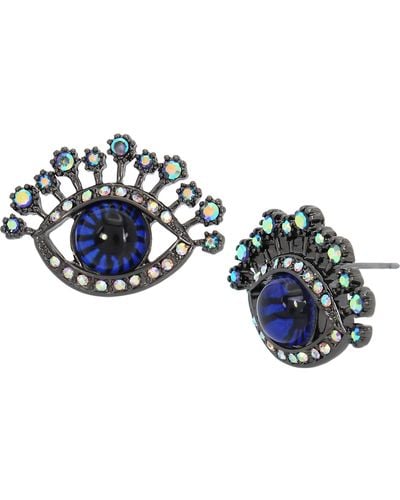 Betsey Johnson S Evil Eye Stud Earrings - Blue