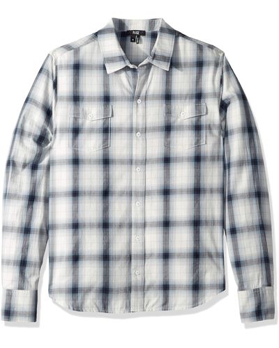 PAIGE Everett Long Sleeve Plaid Shirt - Blue