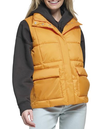 Levi's Sporty Box Quilted Puffer Vest - Yellow