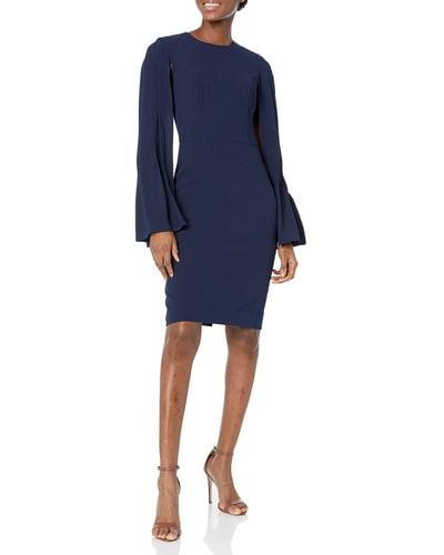 Trina Turk Sheath Dress With Slit Sleeve - Blue