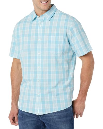 Amazon Essentials Short-sleeve Stretch Poplin Shirt - Blue