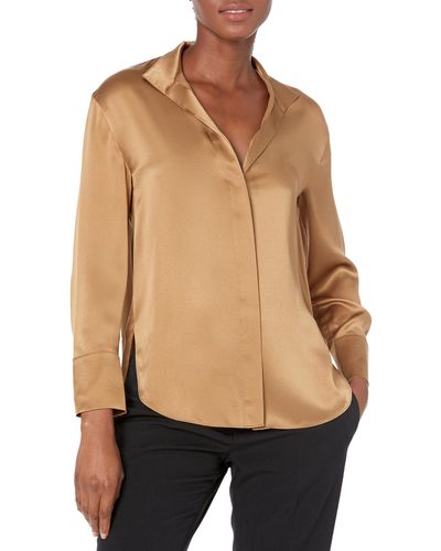 Vince L/s Stand Collar Blouse - Natural