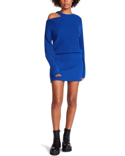 BB Dakota Steve Madden Apparel Womens Remi Sweater Casual Dress - Blue