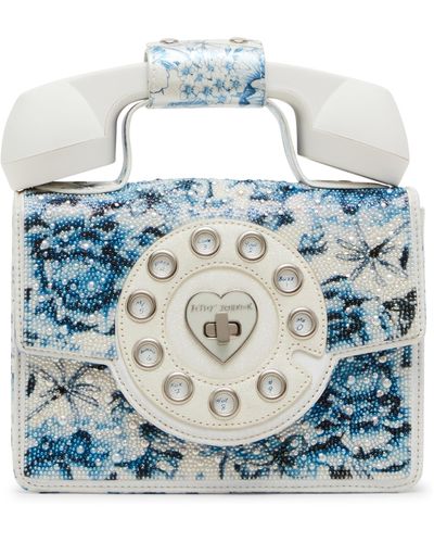 Betsey Johnson Toile Pearl Phone Handbag - Blue