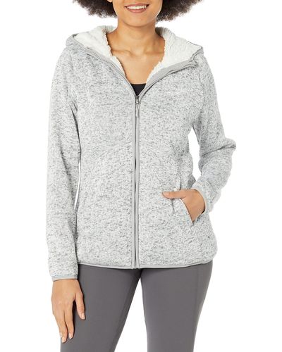 Reebok Sherpa Lined Sweater Fleece Jacket - Gray