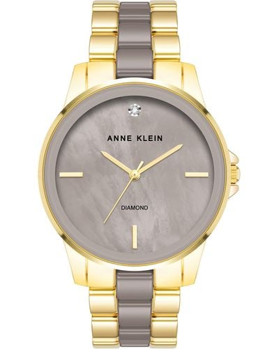 Anne Klein Genuine Diamond Dial Ceramic Bracelet Watch - Gray