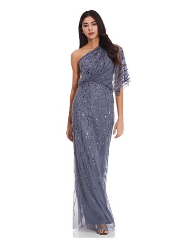 Adrianna Papell Long Beaded Dress - Blue