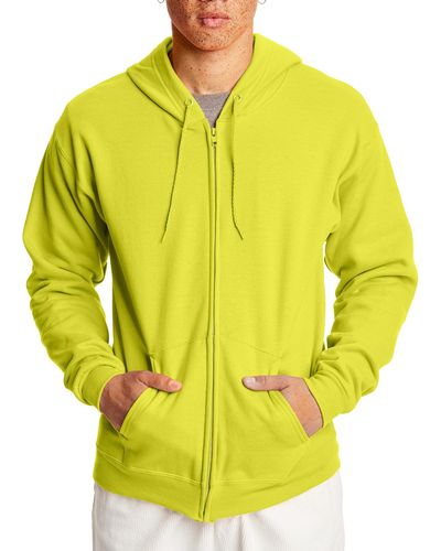 Hanes , Ecosmart Fleece Full Hoodie, Zip-up Hooded Sweatshirt For , Safety Green - Yellow