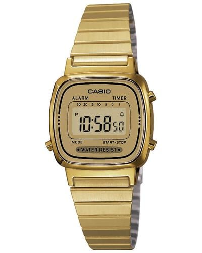 G-Shock La670wga-9 Gold Stainless-steel Quartz Watch With Digital Dial - Metallic