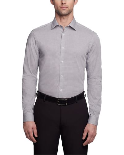 Calvin Klein Dress Shirts Non Iron Slim Fit Gingham Spread Collar, Dusty Lavender, 16.5" Neck 36"-37" Sleeve - Purple