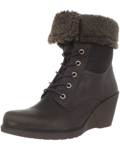 Ecco Adora Fur Tie Ankle Boot,coffee/licorice/dark Clay,41 Eu/10-10.5 M Us - Black