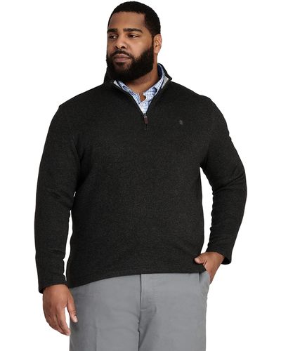 Izod Big Quarter Zip Sweater Fleece Pullover - Black