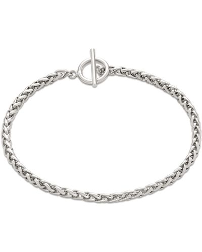 Amazon Essentials Silver Plated Braided Chain Bracelet 7.5" - Metallic
