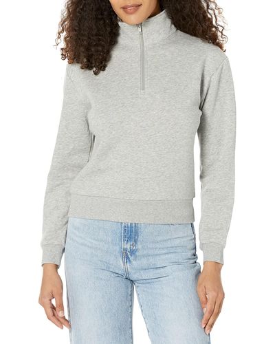 Alternative Apparel Womens Eco-cozy-fleece Mock Neck Pullover Sweater - Gray