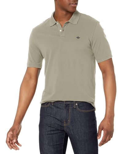 Dockers Slim Fit Short Sleeve Performance Pique Polo, - Gray