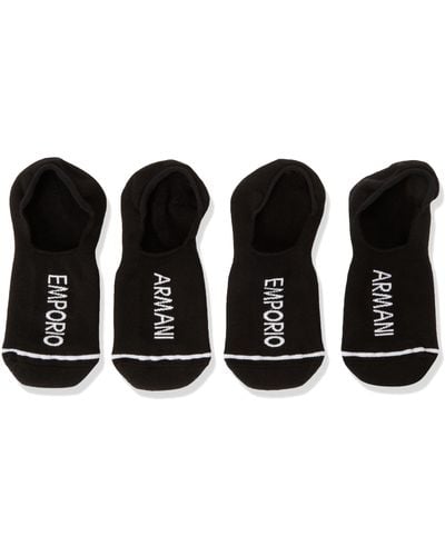 Emporio Armani Macro Logo 2-pack Footie Socks - Black