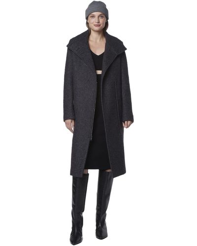 Andrew Marc Marc New York By Asymmetrical Boucle Wool Long Coat - Black