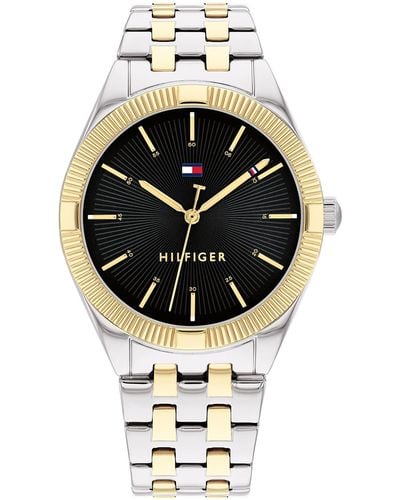 Tommy Hilfiger Two Tone Stainless Steel Case And Link Bracelet Watch - Black