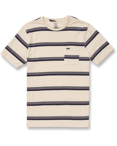 Volcom Outstoned Short Sleeve Striped Shirt - White