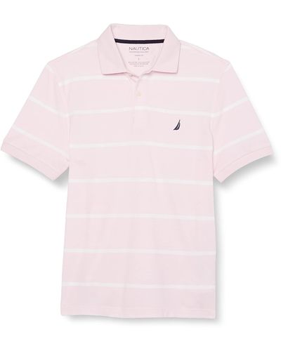 Nautica Classic Fit Striped Performance Deck Polo,cradle Pink,s