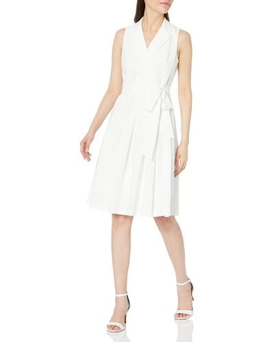 Anne Klein Notch Collar Wrap W/full Skirt - White