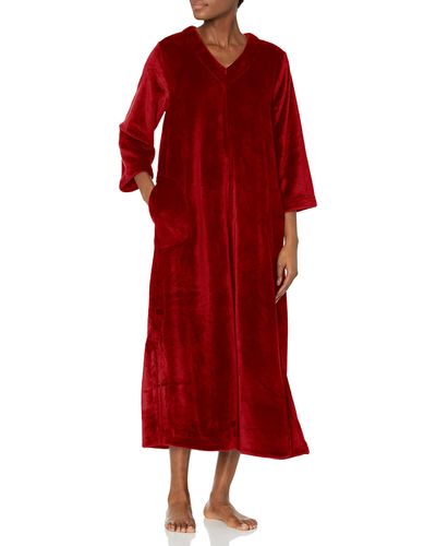 N Natori Cashmere Fleece Zip Caftan - Red