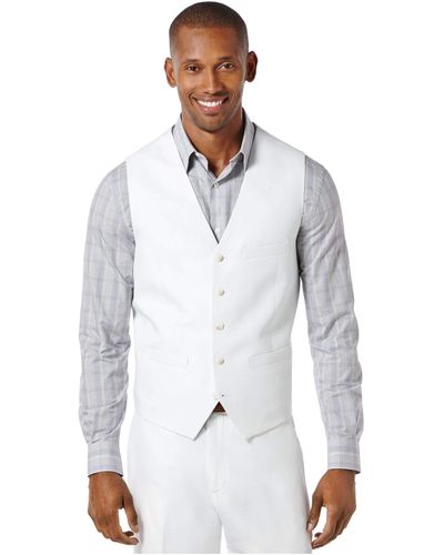 Perry Ellis Linen Suit Vest - White