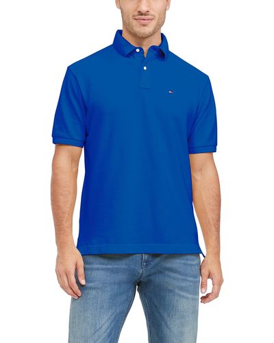 Tommy Hilfiger Mens Short Sleeve In Regular Fit Polo Shirt - Blue