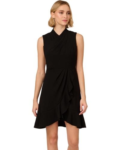 Adrianna Papell Chiffon Short Dress - Black