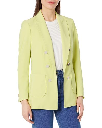 Anne Klein Faux Double Breasted Jacket With Patch P - Yellow
