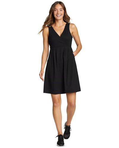 Eddie Bauer Women's Aster Crossover Dress - Solid, Black, Small