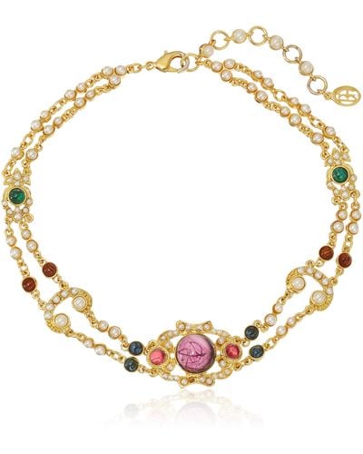 Ben-Amun "tudor" Pearls And Stones Choker Necklace - Metallic