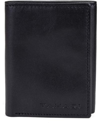 Tahari Rfid S Leather Trifold Wallet With Id Window - Black