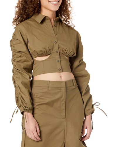 The Drop Military Olive Cut Out Ruched Sleeve Top By @bhampton - Green