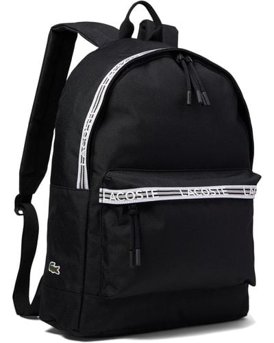 Lacoste Neocroc Backpack With Zipped Logo Straps - Black