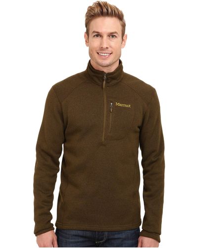 Marmot Drop Line 1/2 Zip Pullover Lightweight 100-weight Sweater Fleece Jacket - Brown