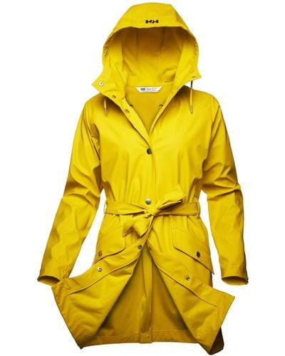 Helly Hansen Helly-hansen Womens Kirkwall Ii Waterproof Belted Coat With Hood Rain Jackets - Yellow