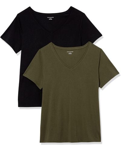 Amazon Essentials Plus Size Short-sleeve V-neck T-shirt - Green