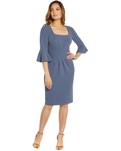 Adrianna Papell Bell Sleeve Scoop Knit Dress - Blue