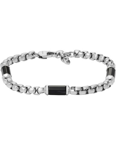 Fossil Stainless Steel Silver-tone Chain Bracelet - Metallic