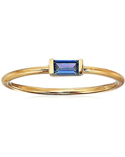 Amazon Essentials 18k Yellow Gold Plated Sterling Silver Created Blue Sapphire September Fashion Stackable Ring - Black