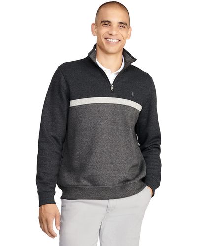 Izod Advantage Performance Quarter Zip Fleece Pullover Sweatshirt - Black