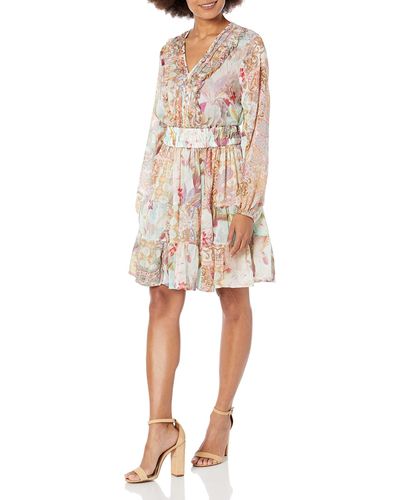 Guess Womens Long Sleeve Primrose Dress - Natural
