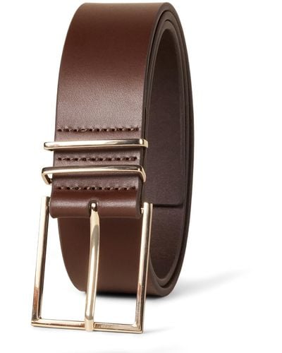 Amazon Essentials Leather Refined Buckle Dress Belt - Brown