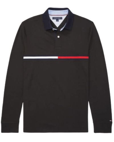 Tommy Hilfiger Adaptive Long Sleeve Polo Shirt With Magnetic Buttons Custom Fit - Black